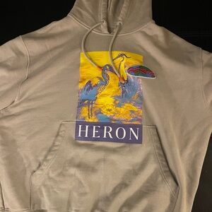 Heron Gray Hoodie with Colorful Graphic